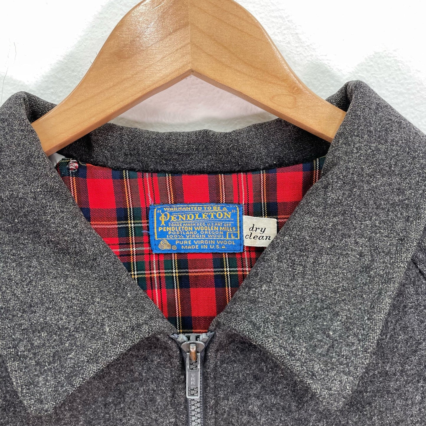 Pendleton 100% Wool Gray Bomber Jacket Coat Mens Large