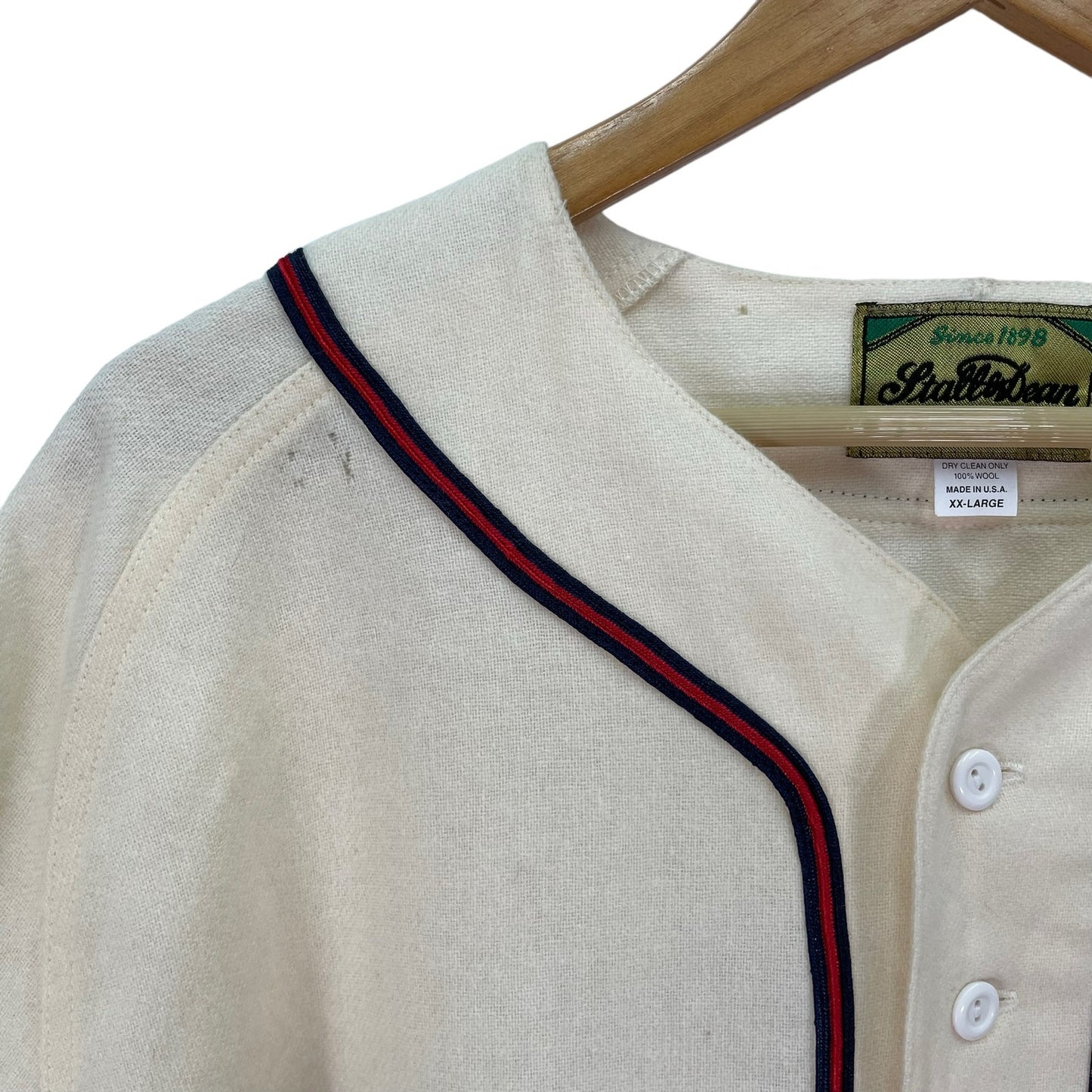 Stall & Dean Rainers Vintage 1950s 26 Wool Jersey Cream White Mens XXL