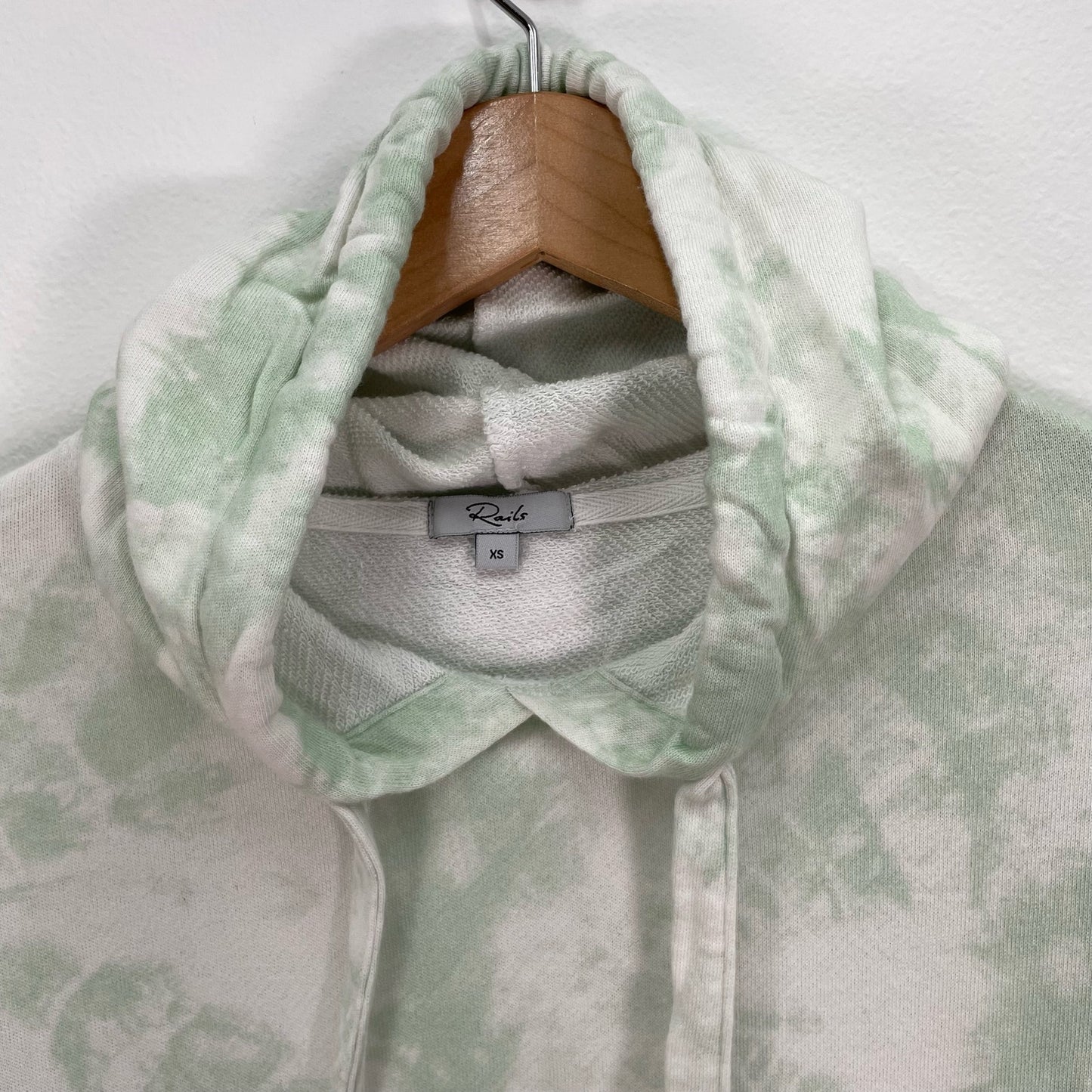 Rails Tye Die Pullover Crop Hoodies Sweatshirt Green White Womens XS