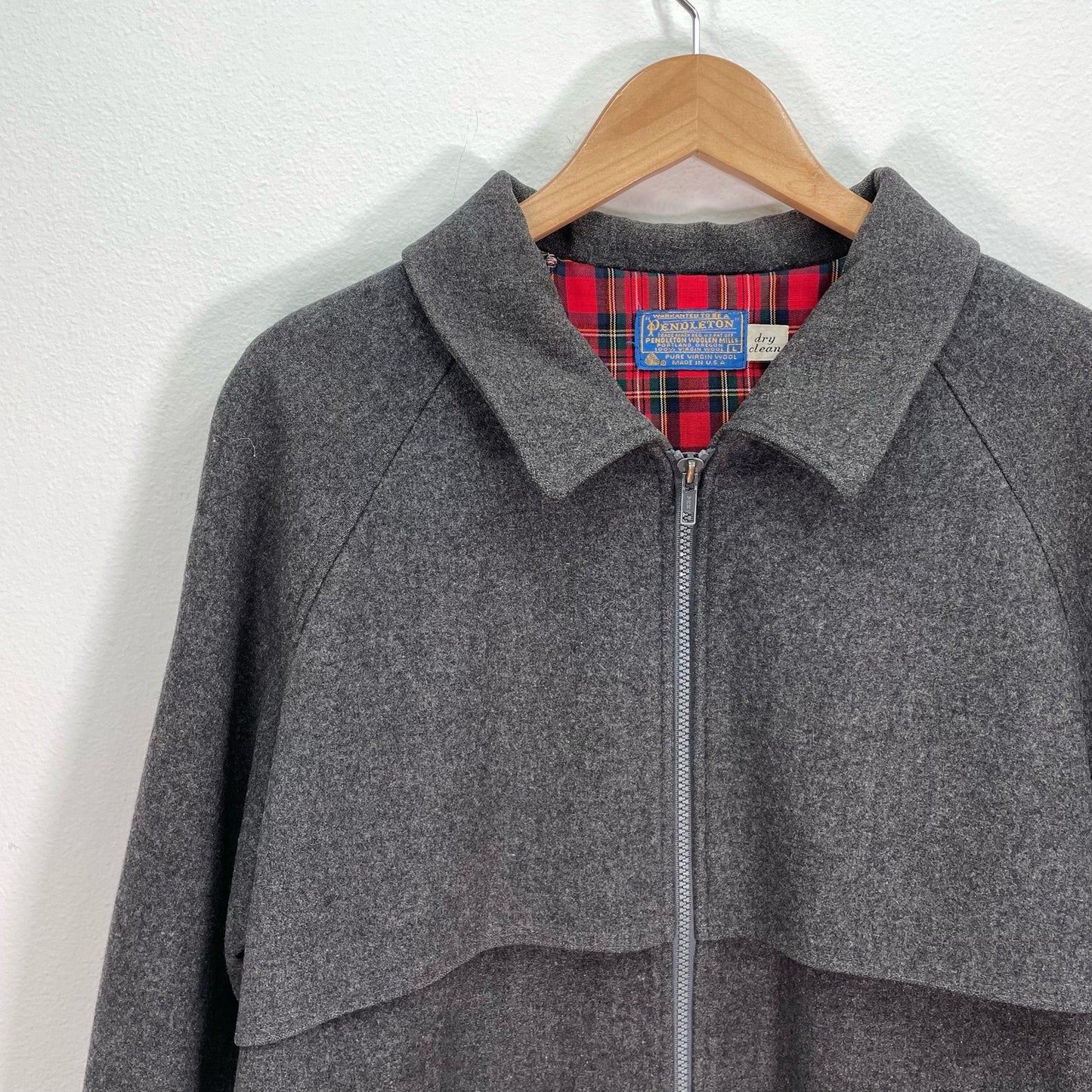 Pendleton 100% Wool Gray Bomber Jacket Coat Mens Large