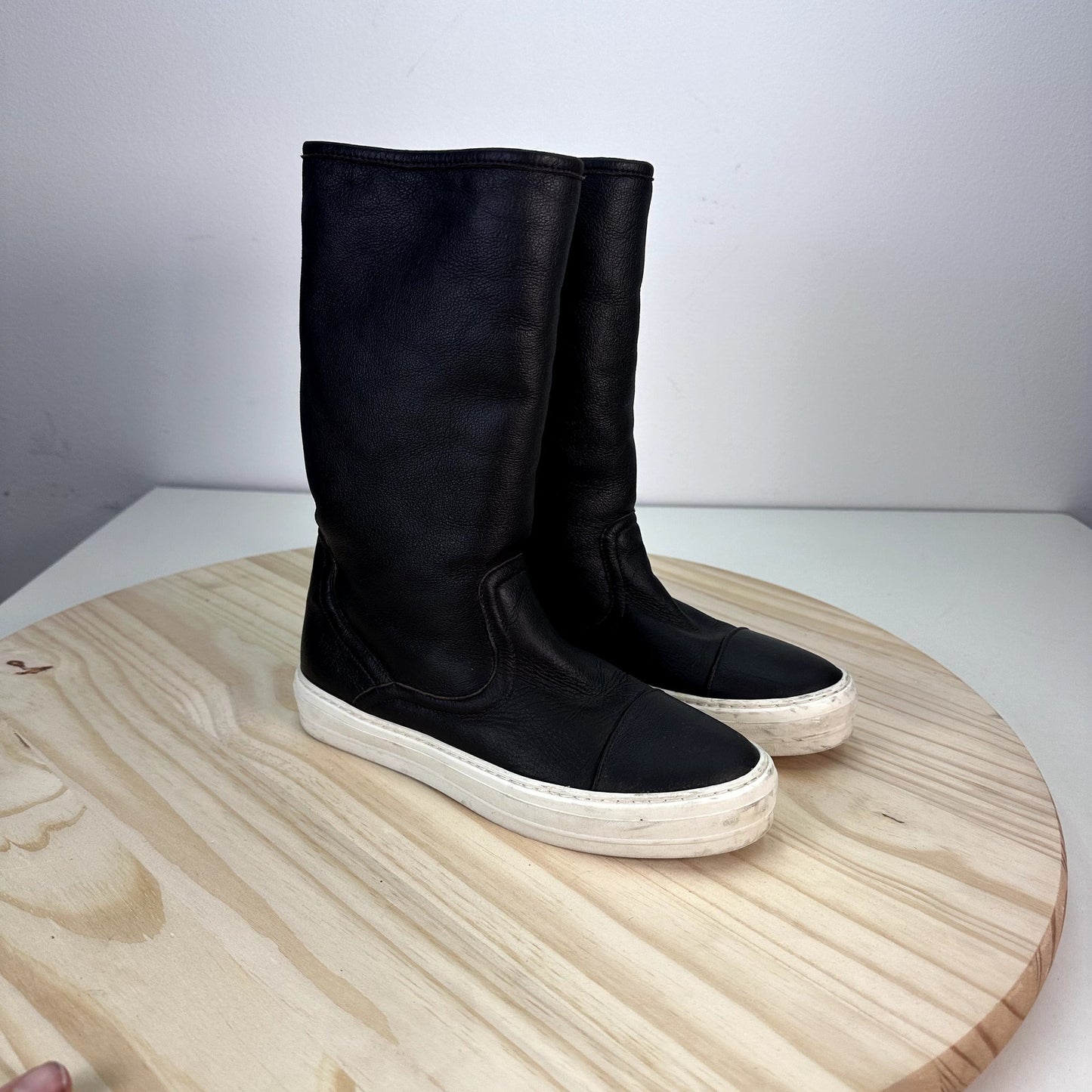 Salvatore Ferragamo Lucio Leather Shearling Lined Sneaker Boot 37