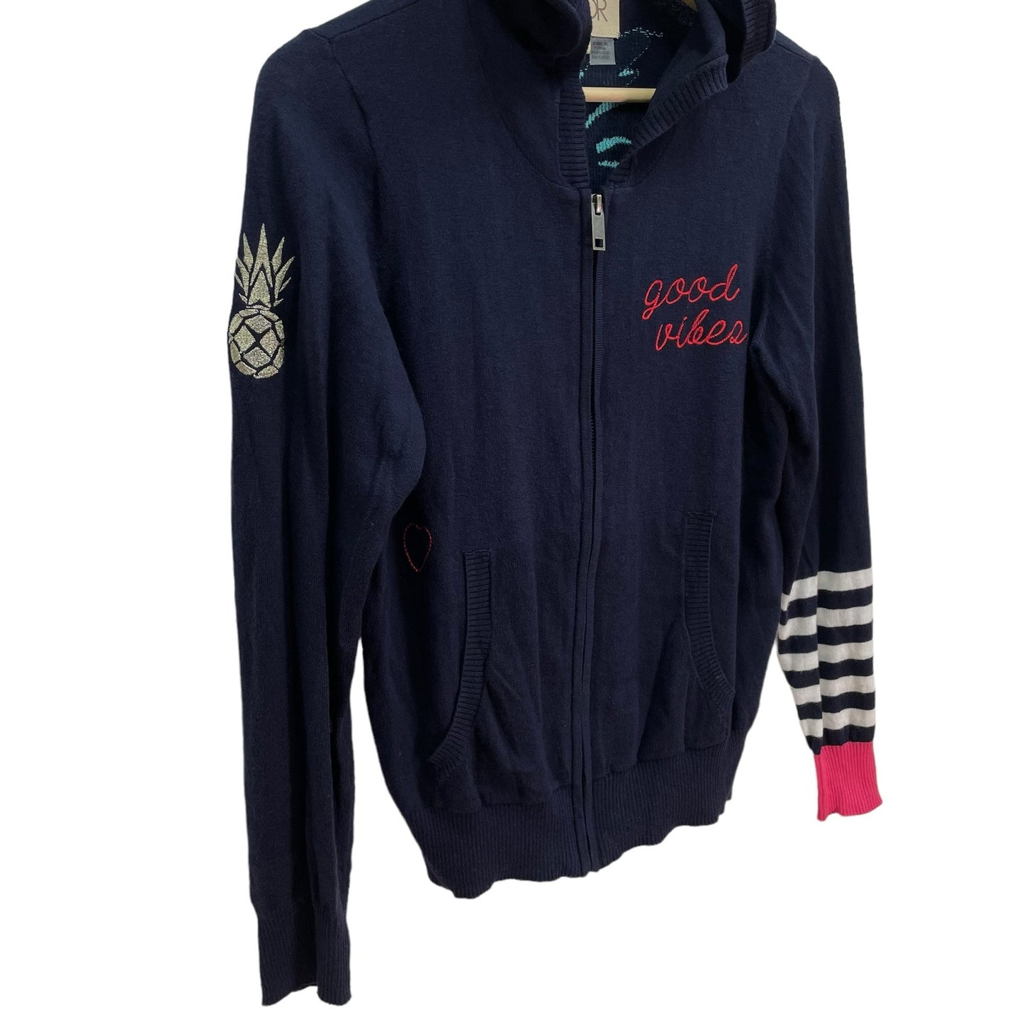 Chaser Good Vibes Sweater Zip Up Hoodies Cashmere Womens Medium