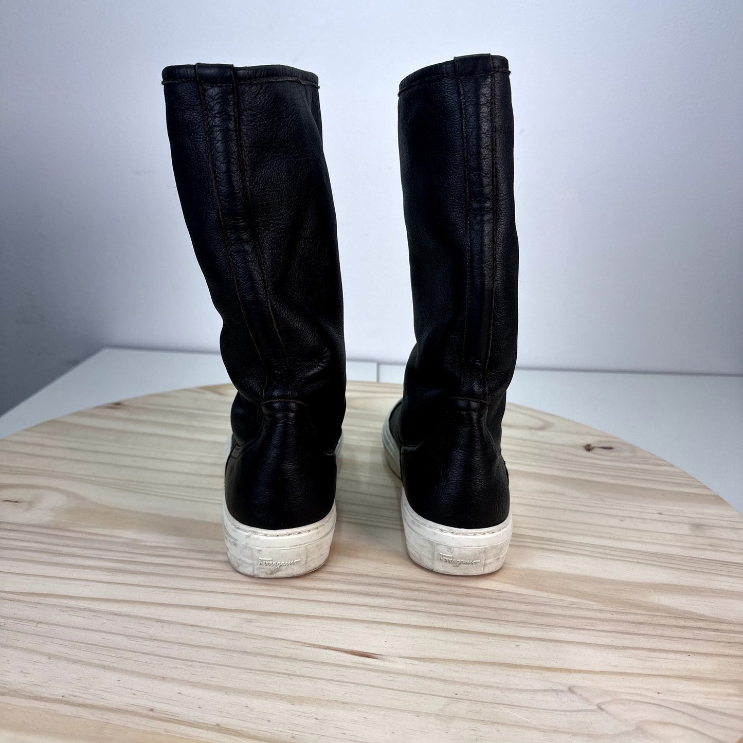 Salvatore Ferragamo Lucio Leather Shearling Lined Sneaker Boot 37