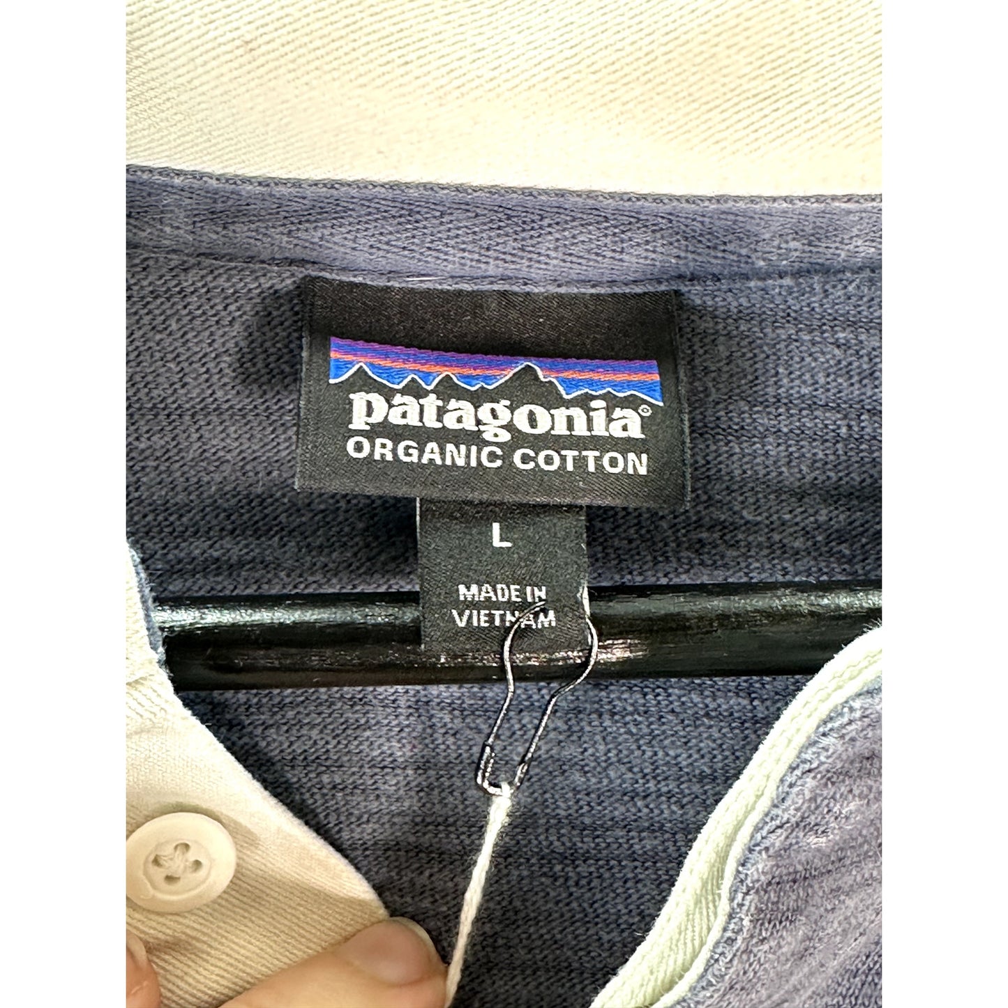 Patagonia Men's Organic Cotton Rugby Polo Shirt Blue Orange