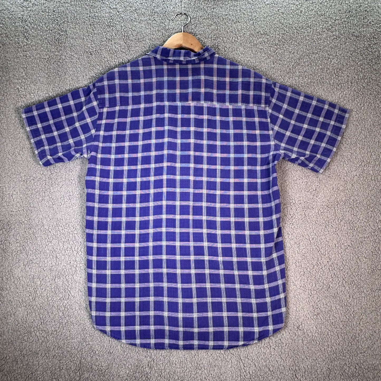 Patagonia Men's Purple Blue Plaid Checked Short Sleeve Button Down Shirt M