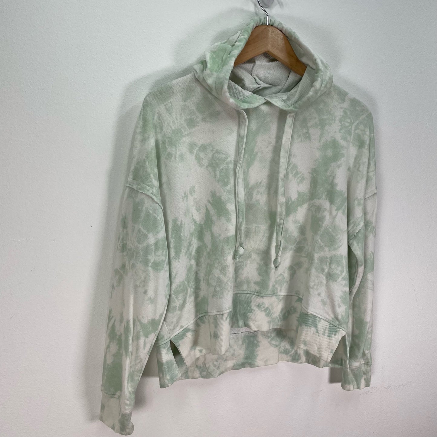 Rails Tye Die Pullover Crop Hoodies Sweatshirt Green White Womens XS