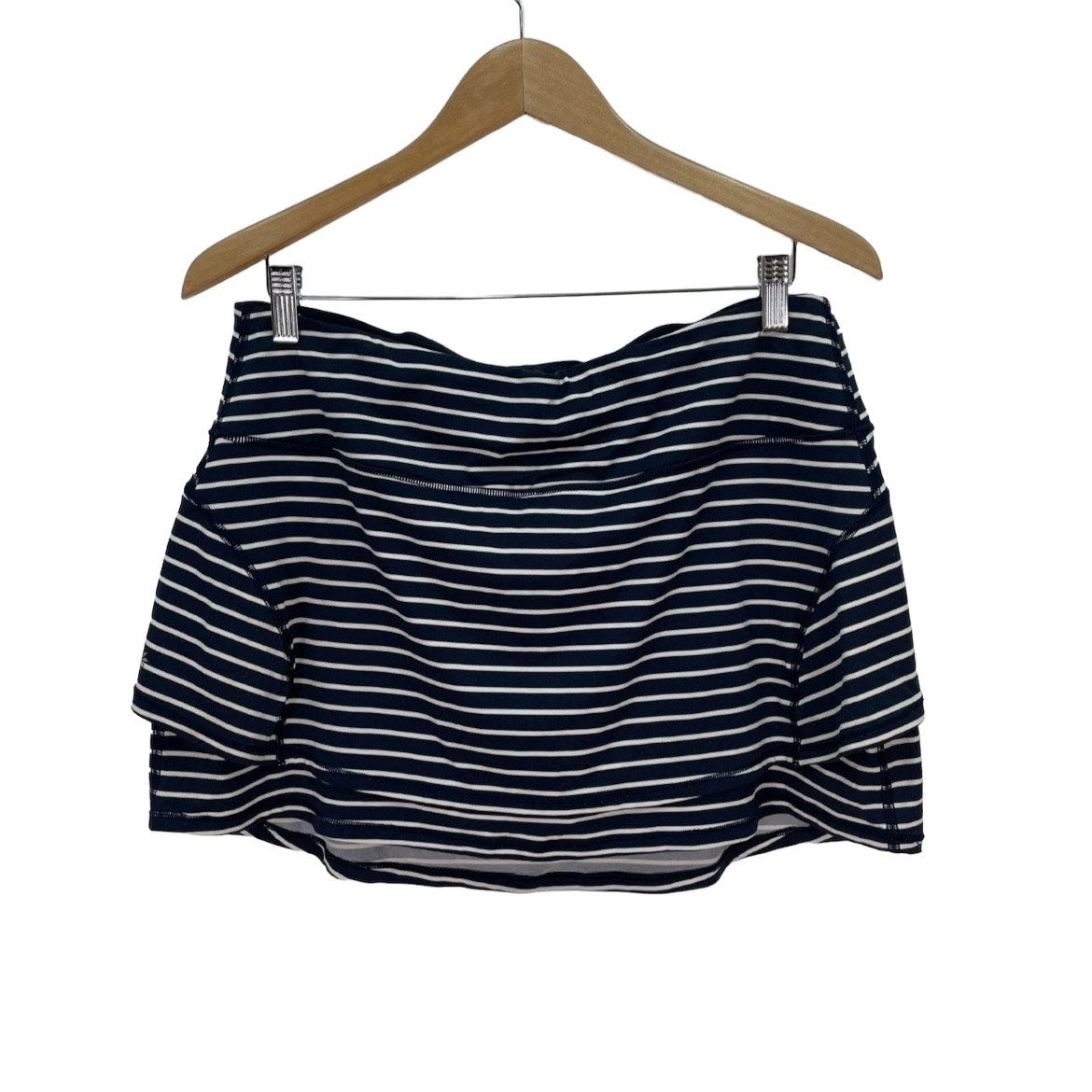 Athleta Stripe Tiered Athletic Skort Blue White Womens Large