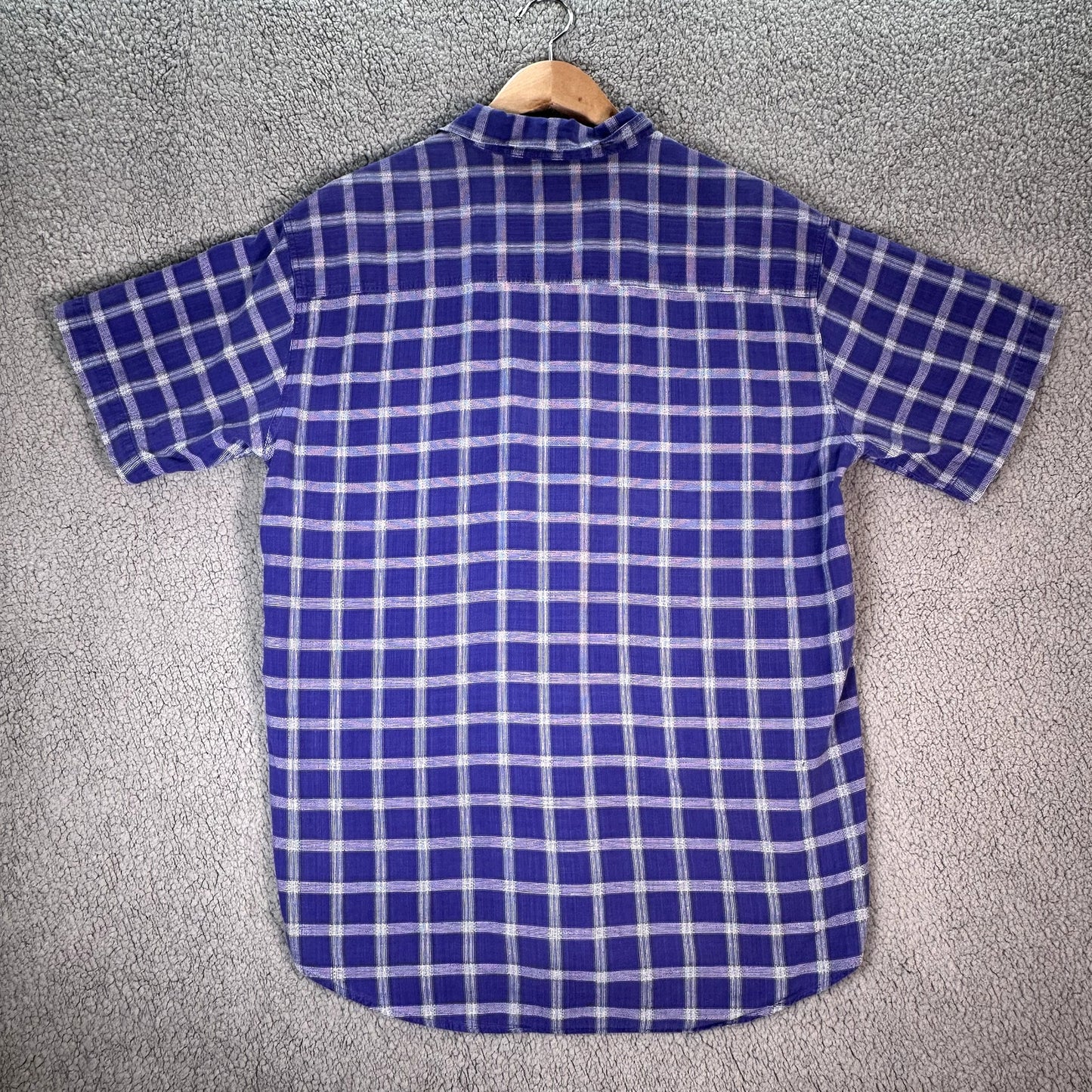 Patagonia Men's Purple Blue Plaid Checked Short Sleeve Button Down Shirt M