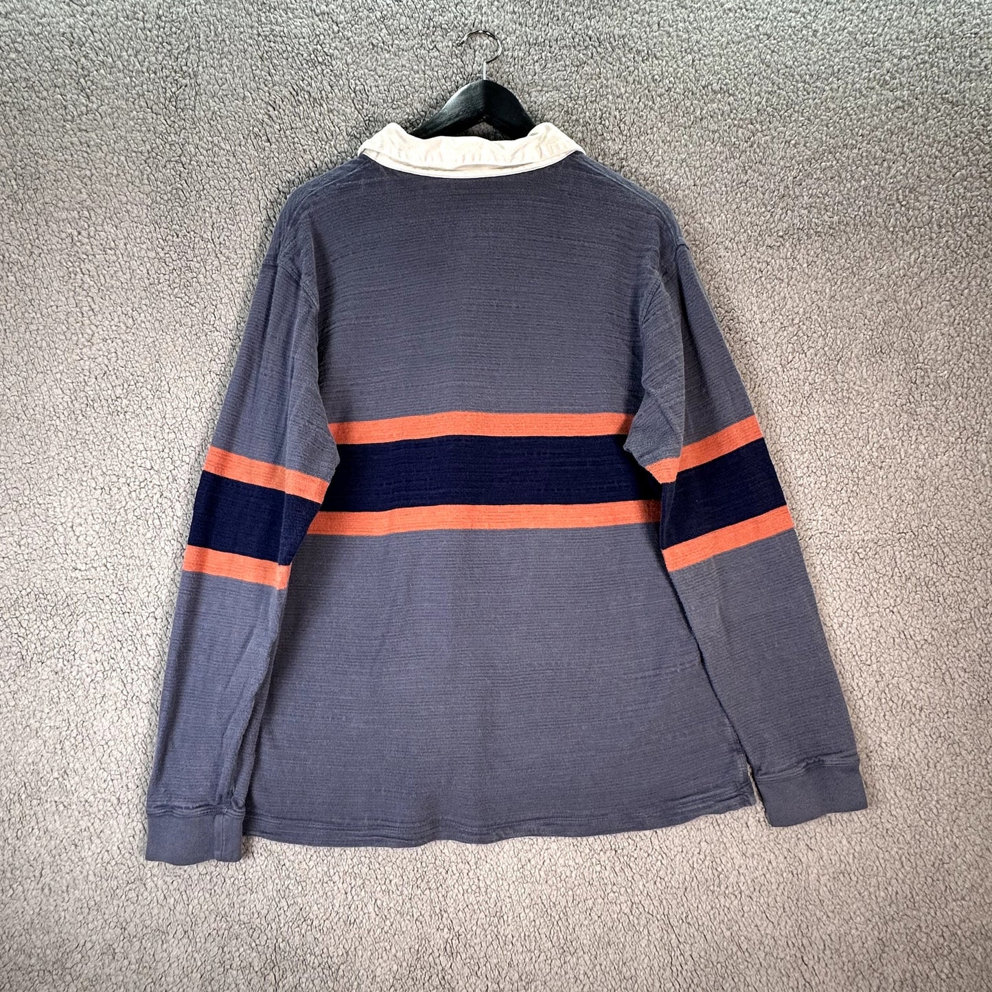 Patagonia Men's Organic Cotton Rugby Polo Shirt Blue Orange