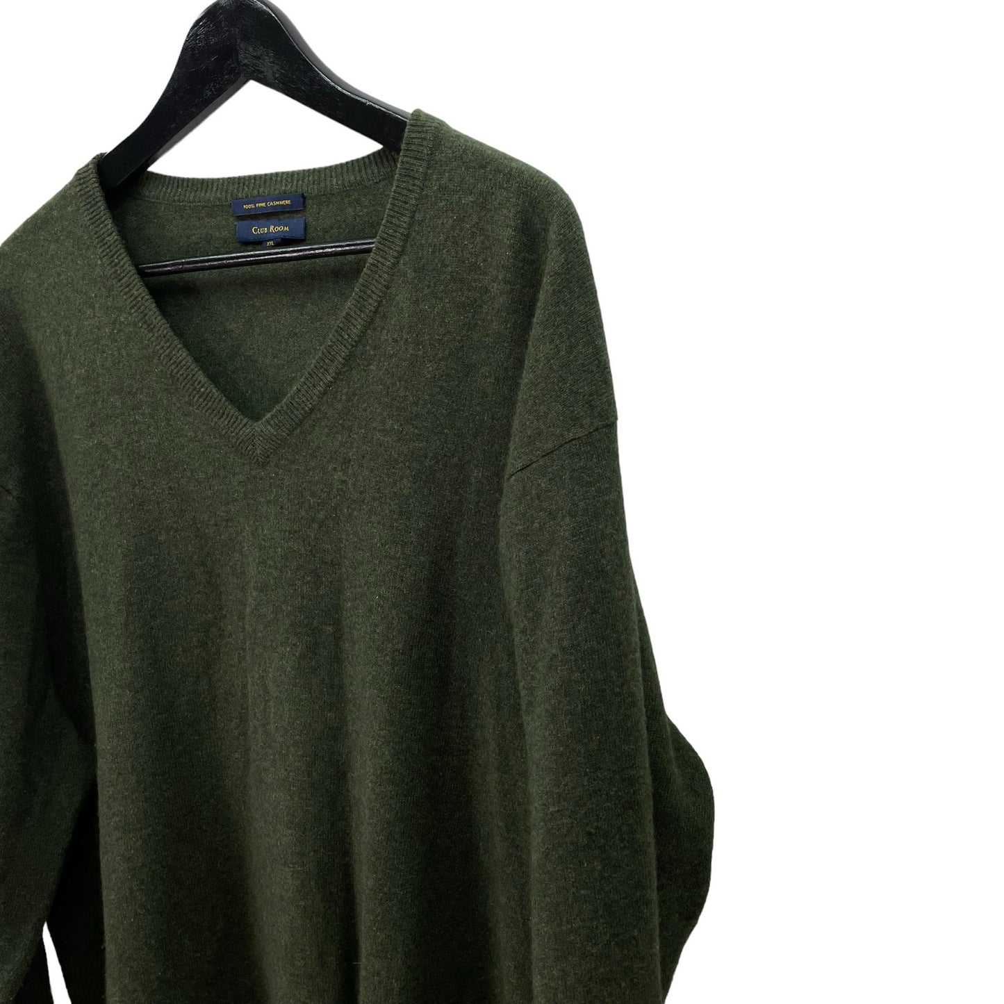 Club Room Cashmere Sweater V-Neck Green Mens Size XXL
