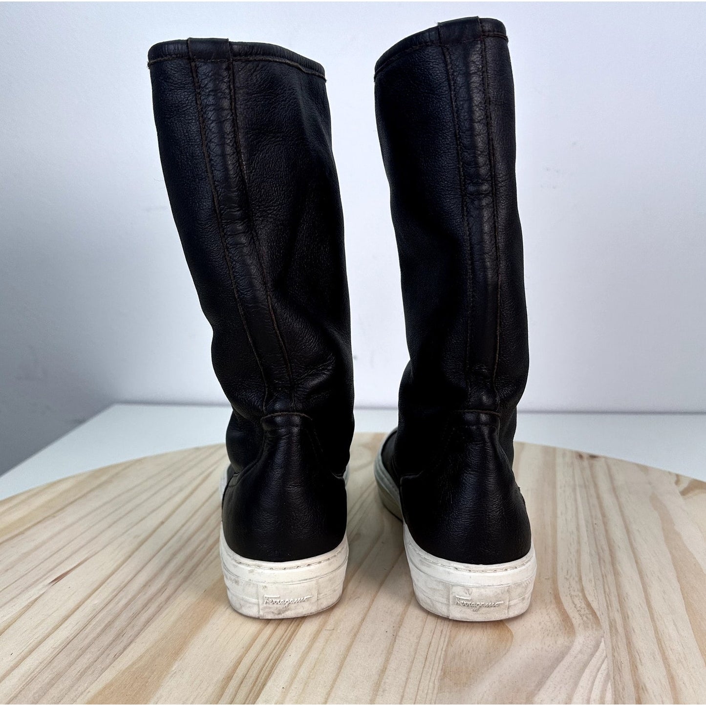Salvatore Ferragamo Lucio Leather Shearling Lined Sneaker Boot 37