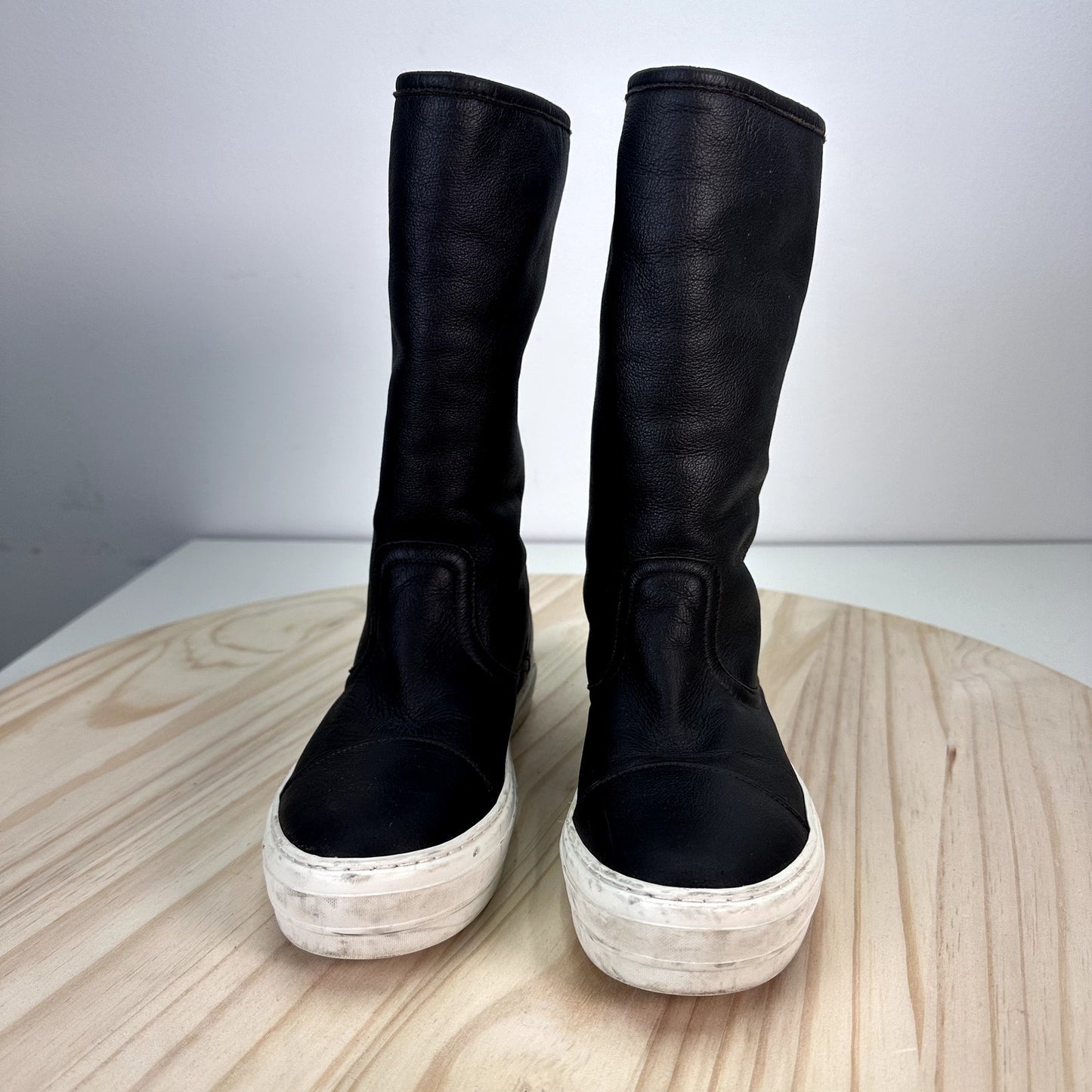 Salvatore Ferragamo Lucio Leather Shearling Lined Sneaker Boot 37