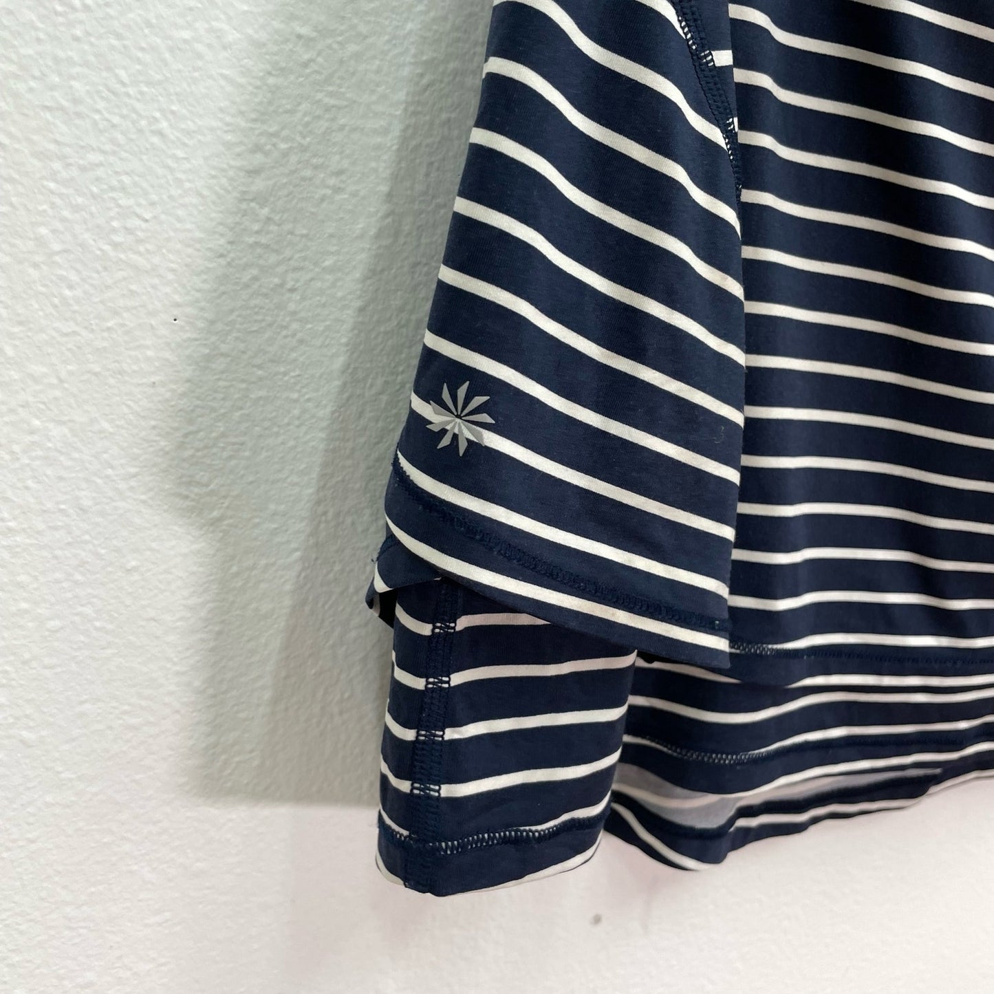 Athleta Stripe Tiered Athletic Skort Blue White Womens Large