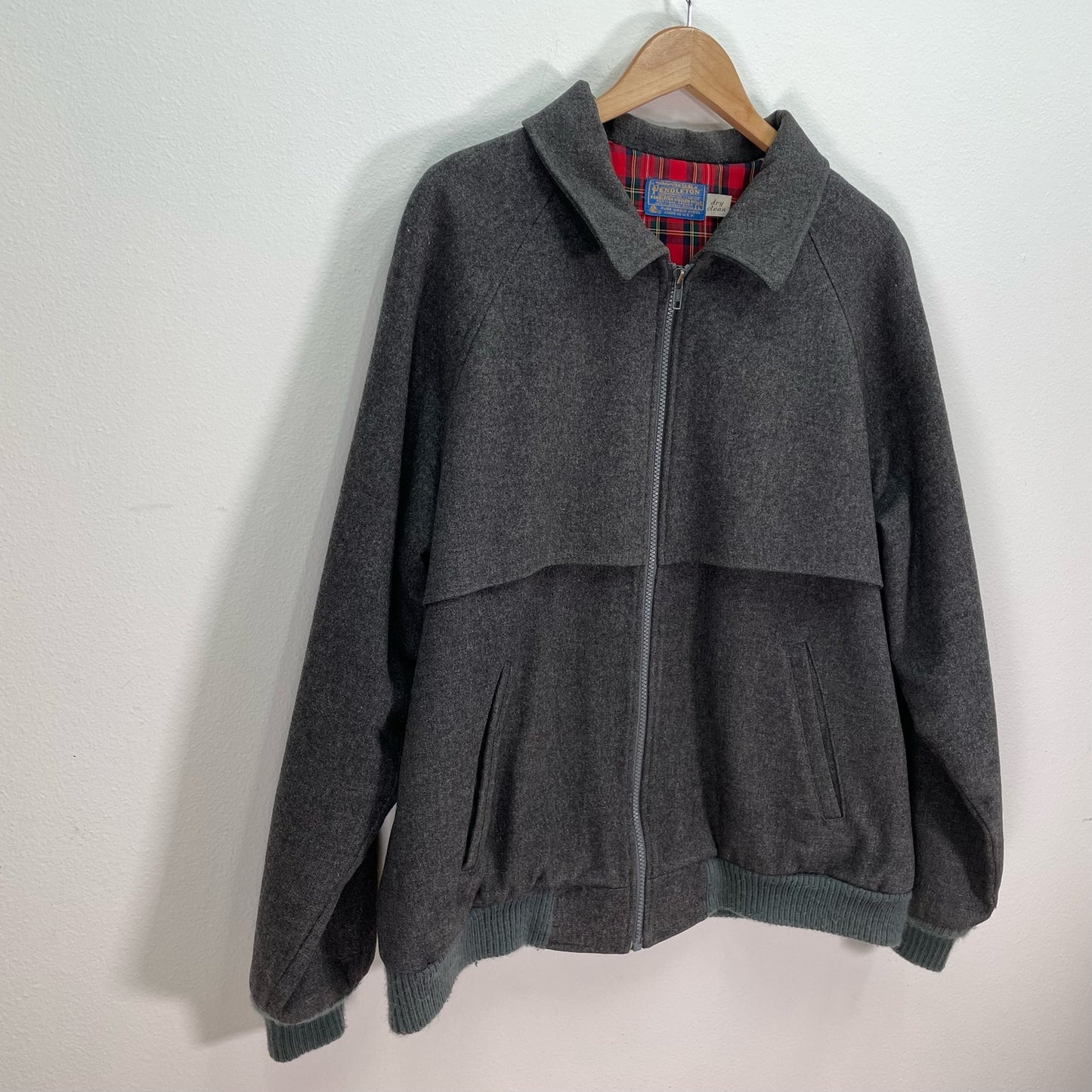 Pendleton 100% Wool Gray Bomber Jacket Coat Mens Large
