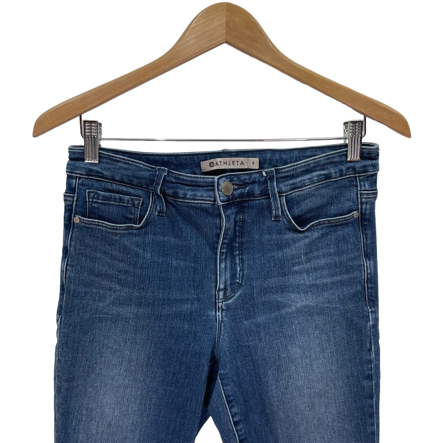 Athleta Sculptek Stretch Skinny Mid Rise Denim Jean Size 8