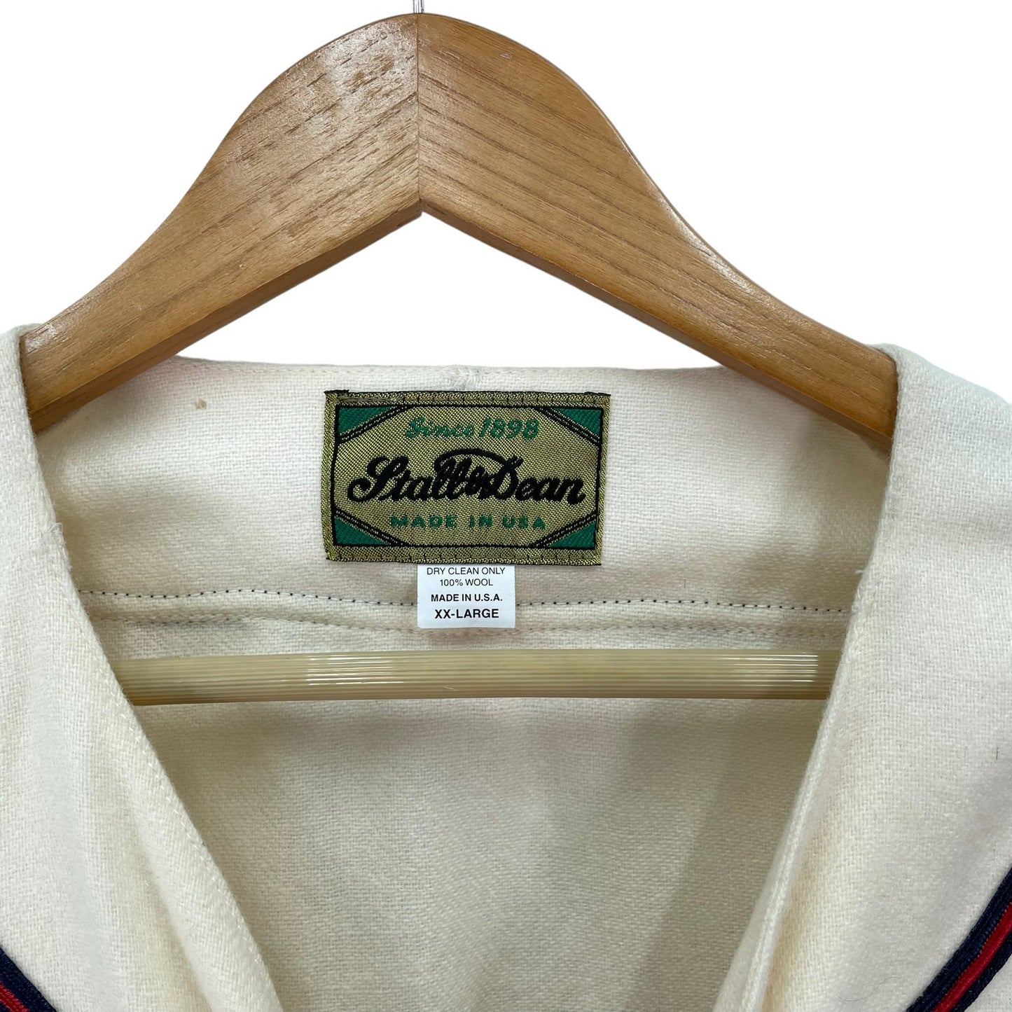 Stall & Dean Rainers Vintage 1950s 26 Wool Jersey Cream White Mens XXL