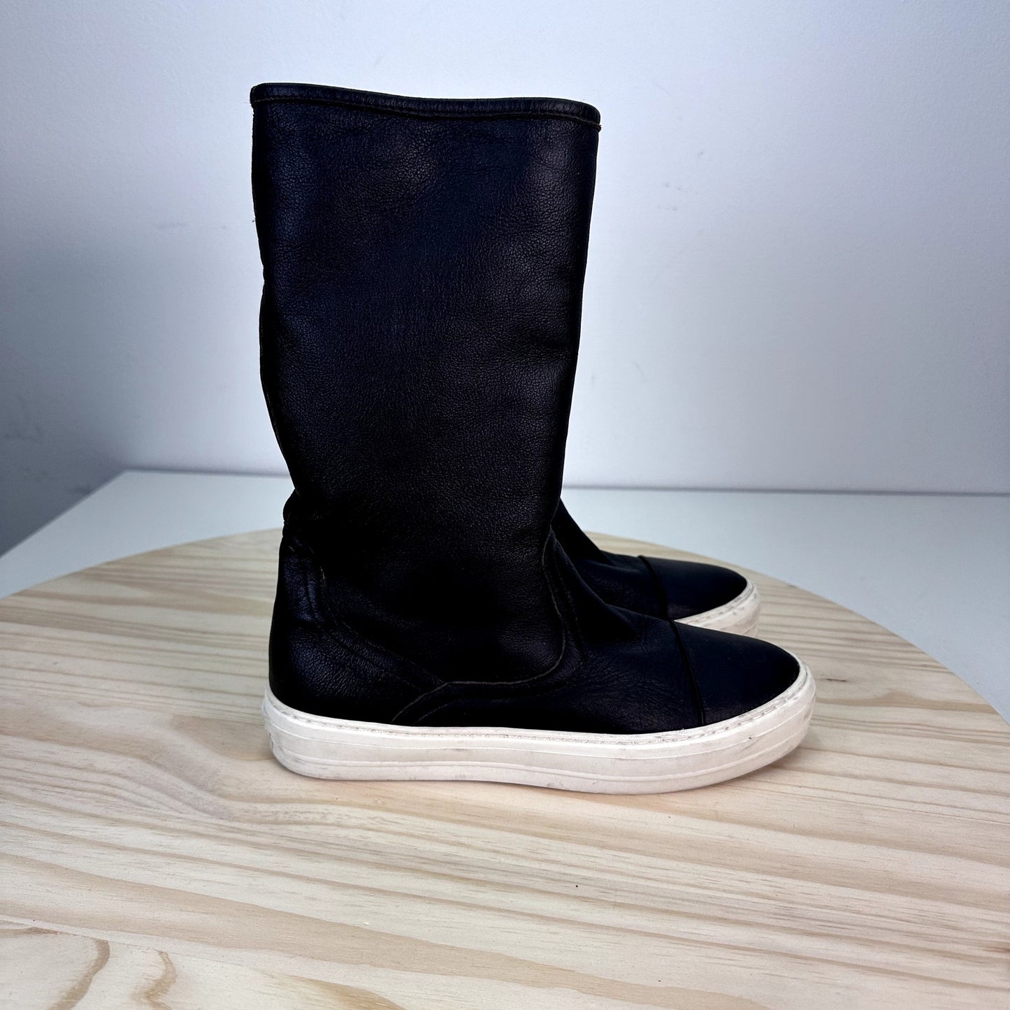 Salvatore Ferragamo Lucio Leather Shearling Lined Sneaker Boot 37