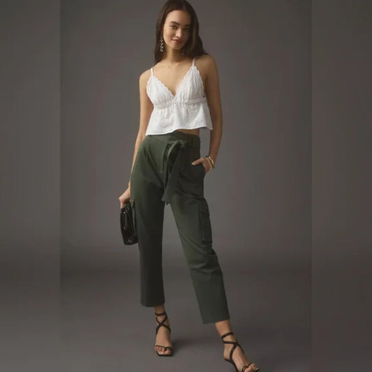 Exquise Belted Utility Pants Anthropologie Green NWT Womens XL