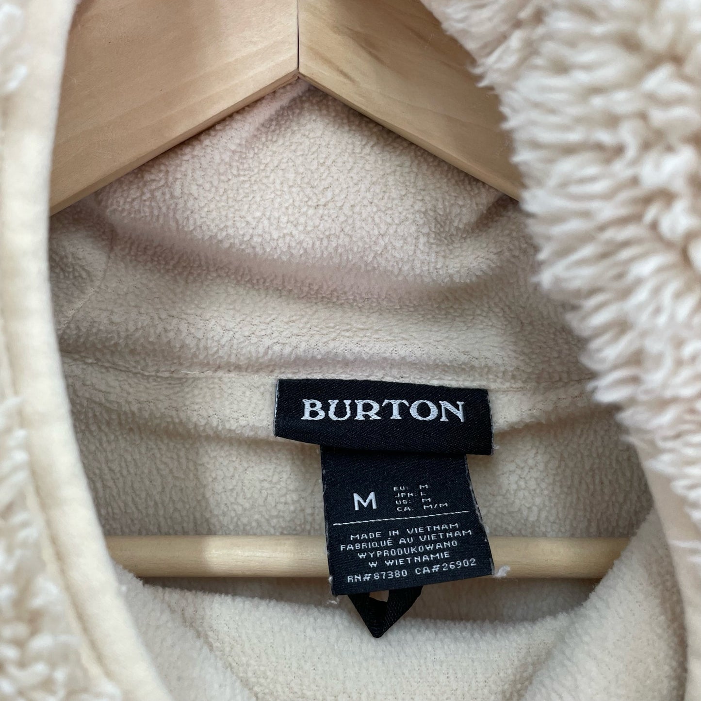 Burton Lynx Sherpa Hoodie Pullover Cream Womens Medium