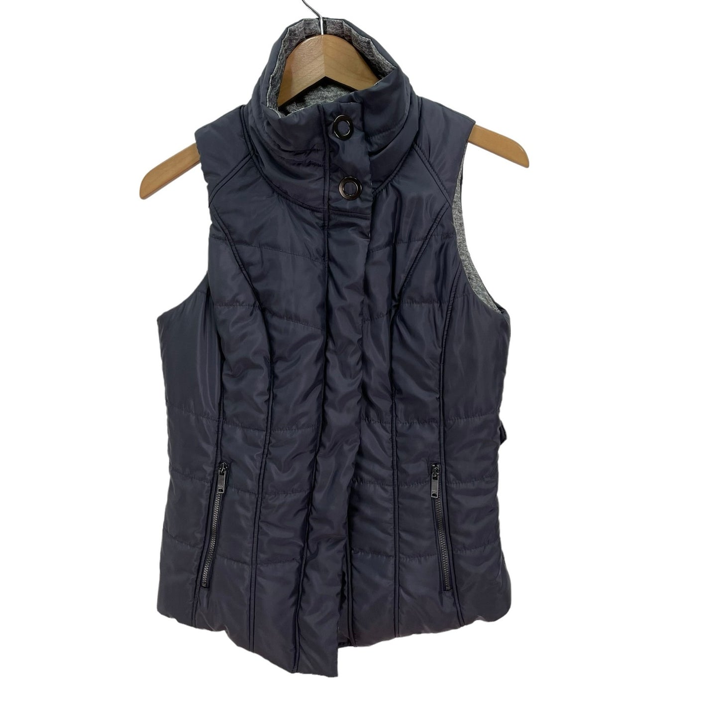 Zella Insulated Reversible Puffer Vest Gray White Womens Small1