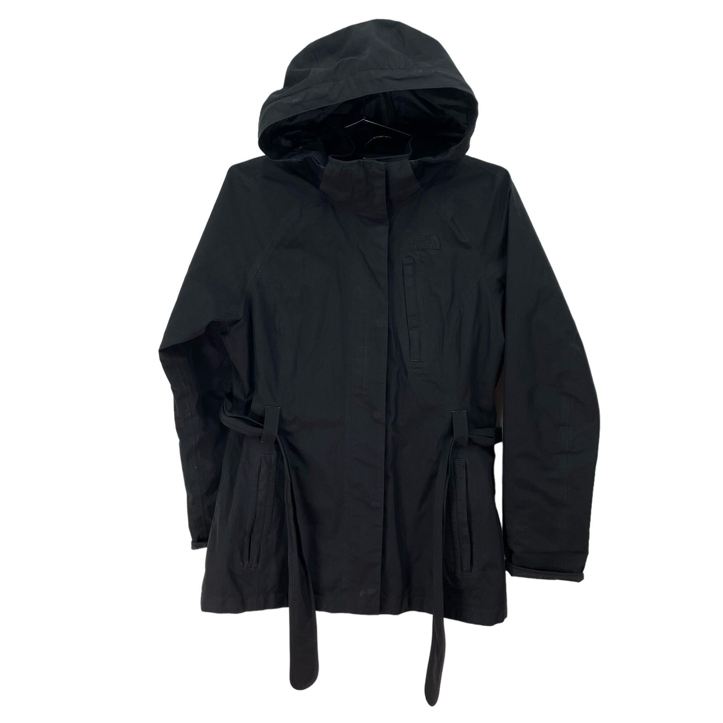 The North Face Belted Hooded Jacket Raincoat Black Womens Medium