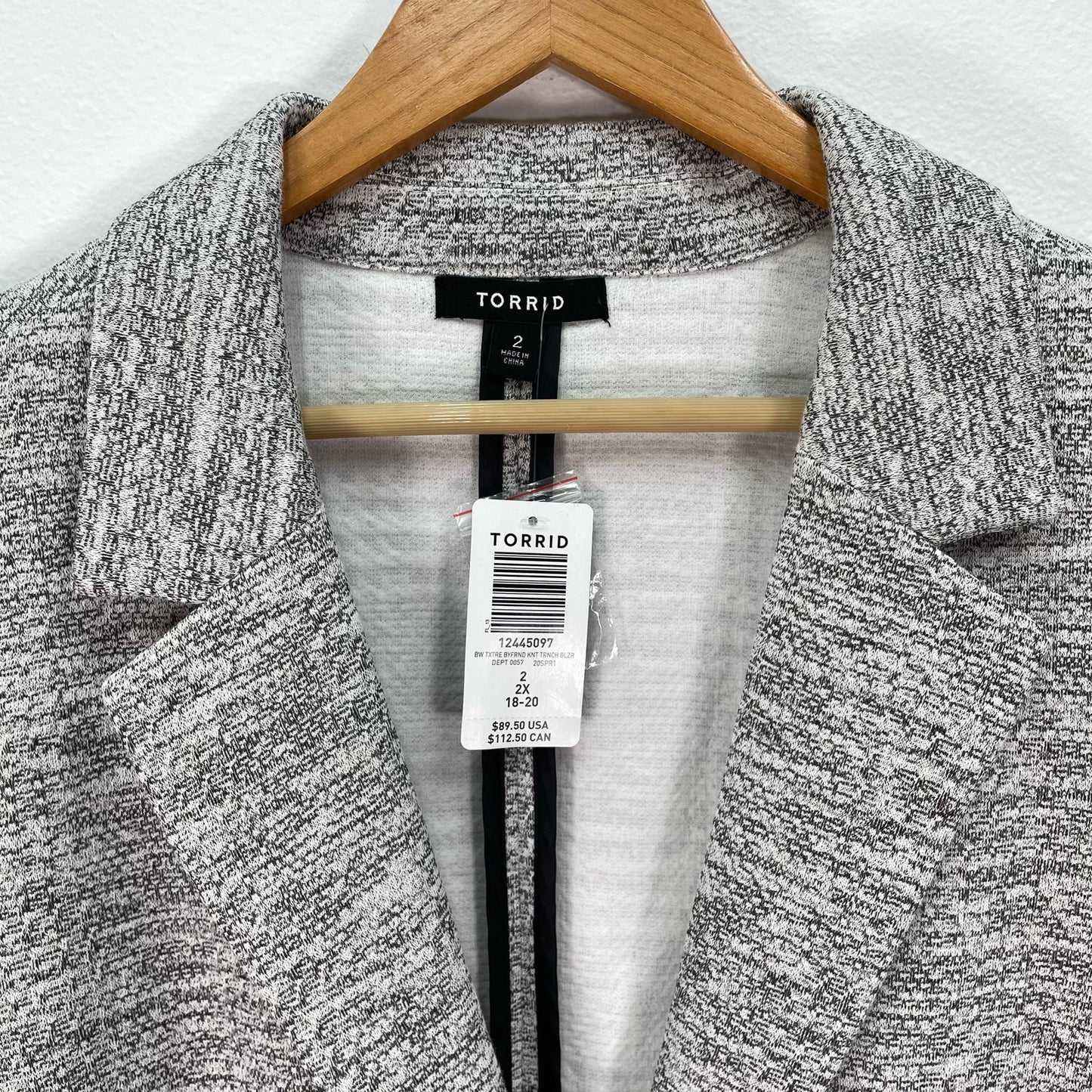 Torrid Sweater Blazer Jacket Gray Career NWT Womens 2X