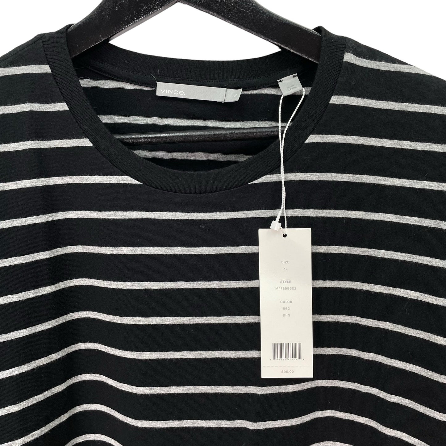 Vince Striped Cotton T-Shirt NWT Black Gray Mens XL