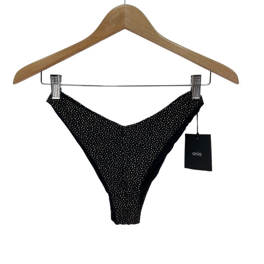 Onia Black Gold Sparkle Cheeky Bikini Bottoms NWT Womens Large