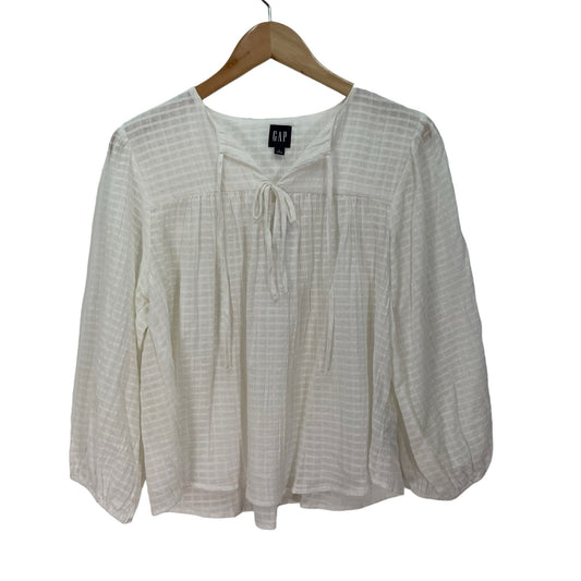 Banana Republic Peasant Blouse White Top NWT Womens Large