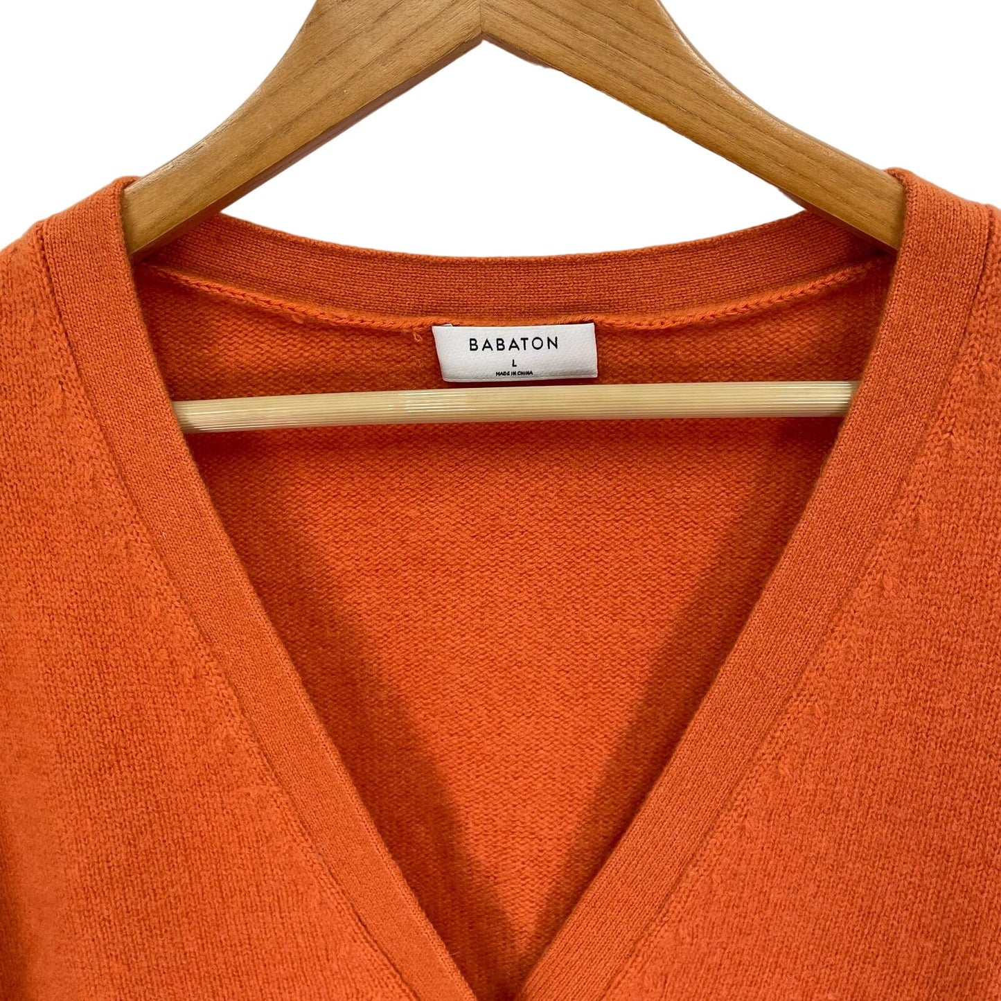 Babaton Orange Cardigan V-Neck Sweater Soft Womens Large