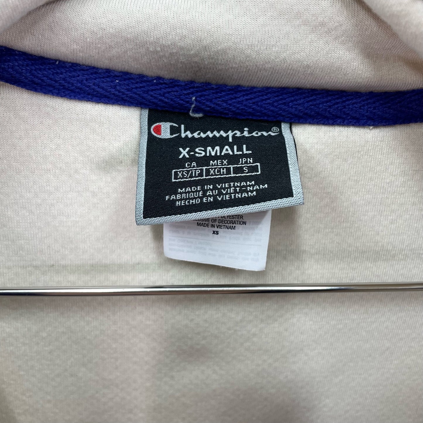 Champion Fleece Snap Down Jacket Cream Purple Womens XS