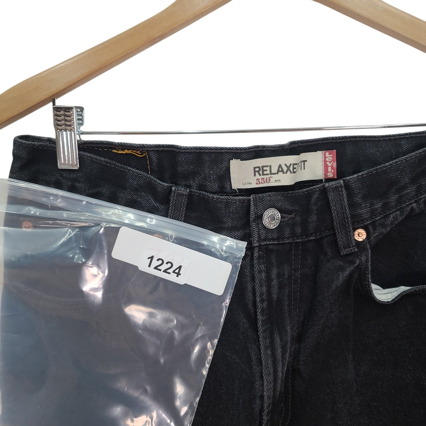 Levi's 550 Relaxed Fit Black Denim Jeans Mens Size 33