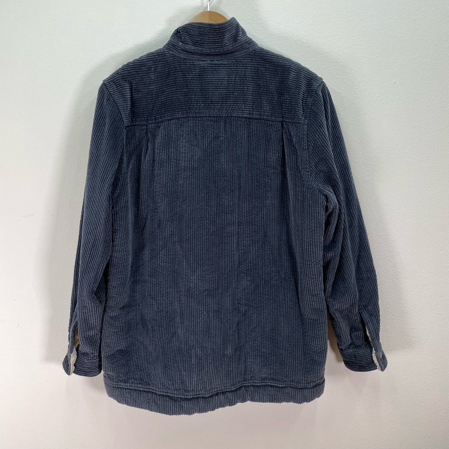 L.L. Bean Comfort Corduroy Relaxed Shirt Navy Sherpa Womens Large