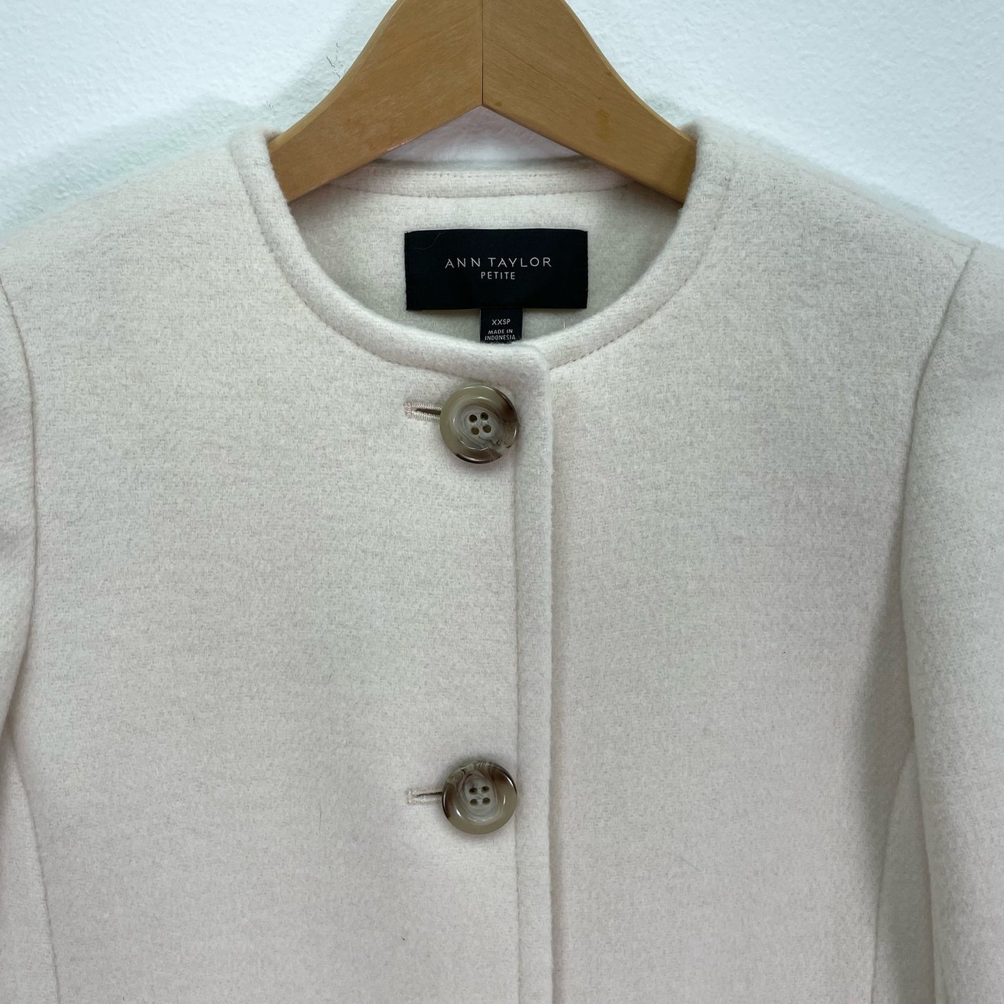 Ann Taylor Wool Peacoat Jacket Cream Ivory NWT Womens XXSP