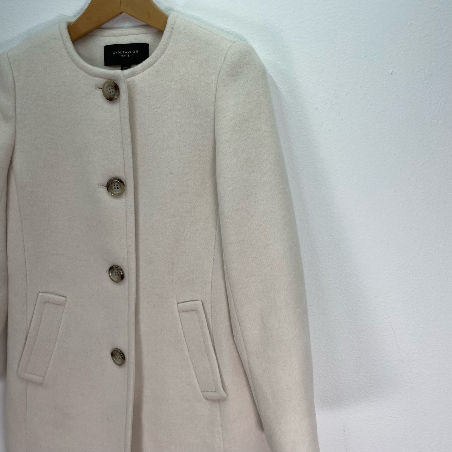 Ann Taylor Wool Peacoat Jacket Cream Ivory NWT Womens XXSP