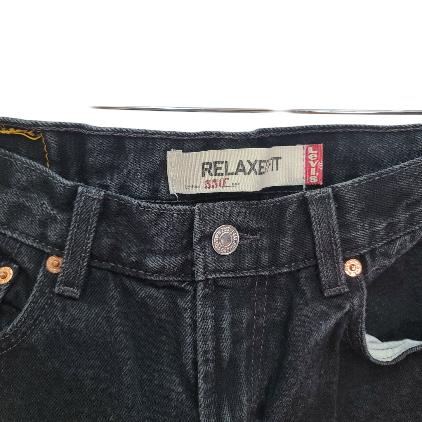 Levi's 550 Relaxed Fit Black Denim Jeans Mens Size 33