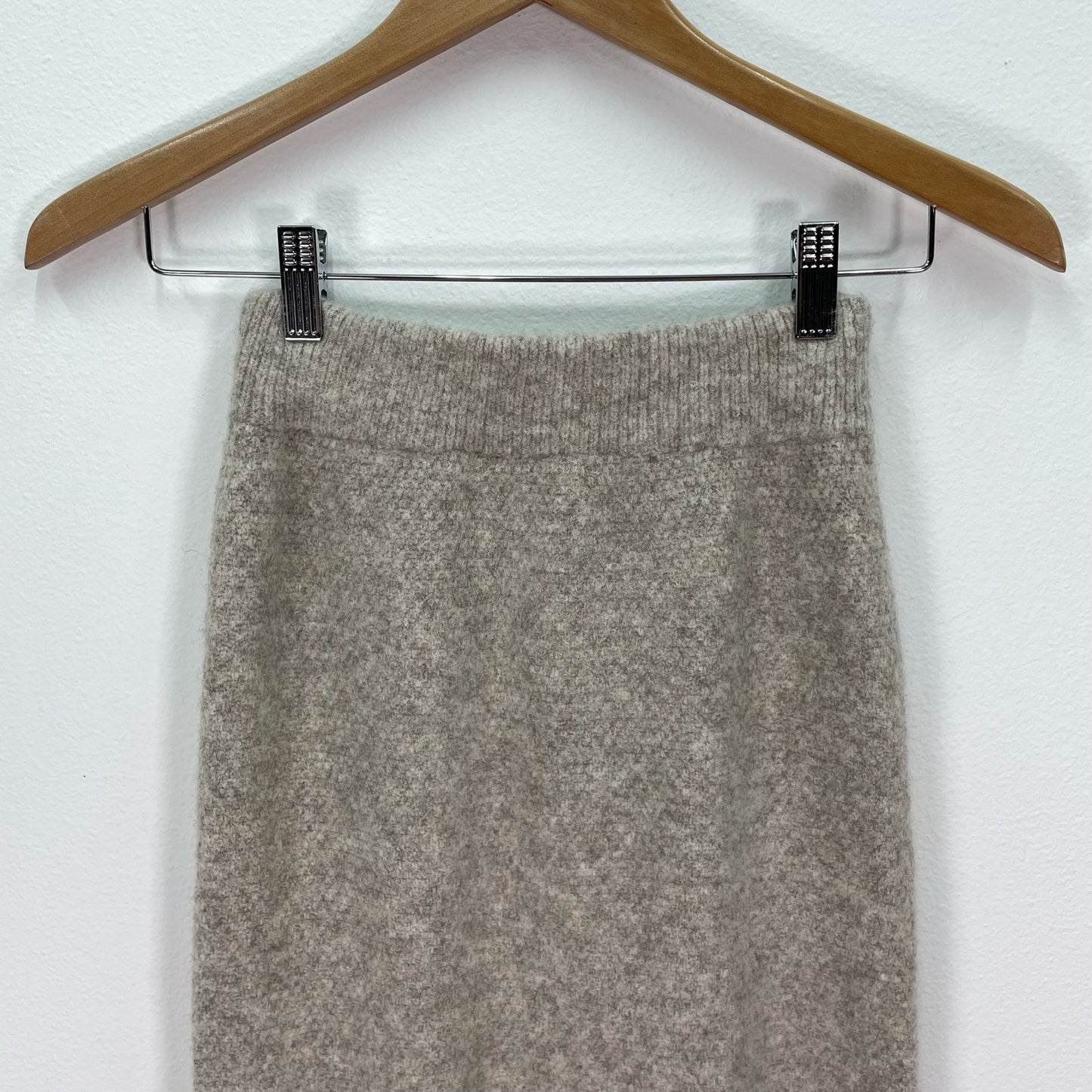 SNDYS Late Lunch Knit Skirt Wool Pencil Tan Cream Womens XS