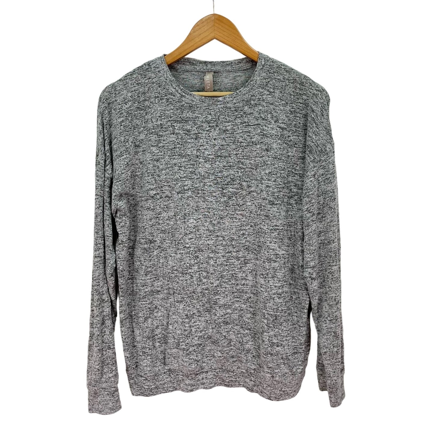 Athleta Pullover Gray Long Sleeve Sweater Shirt Slub Womens XS