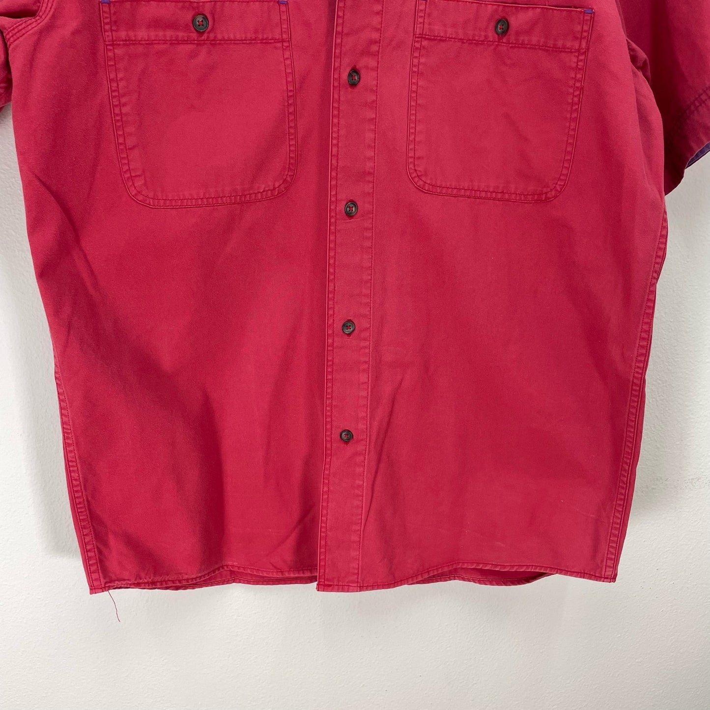 Patagonia Casual Button Down Short Sleeve Red Purple Mens Medium