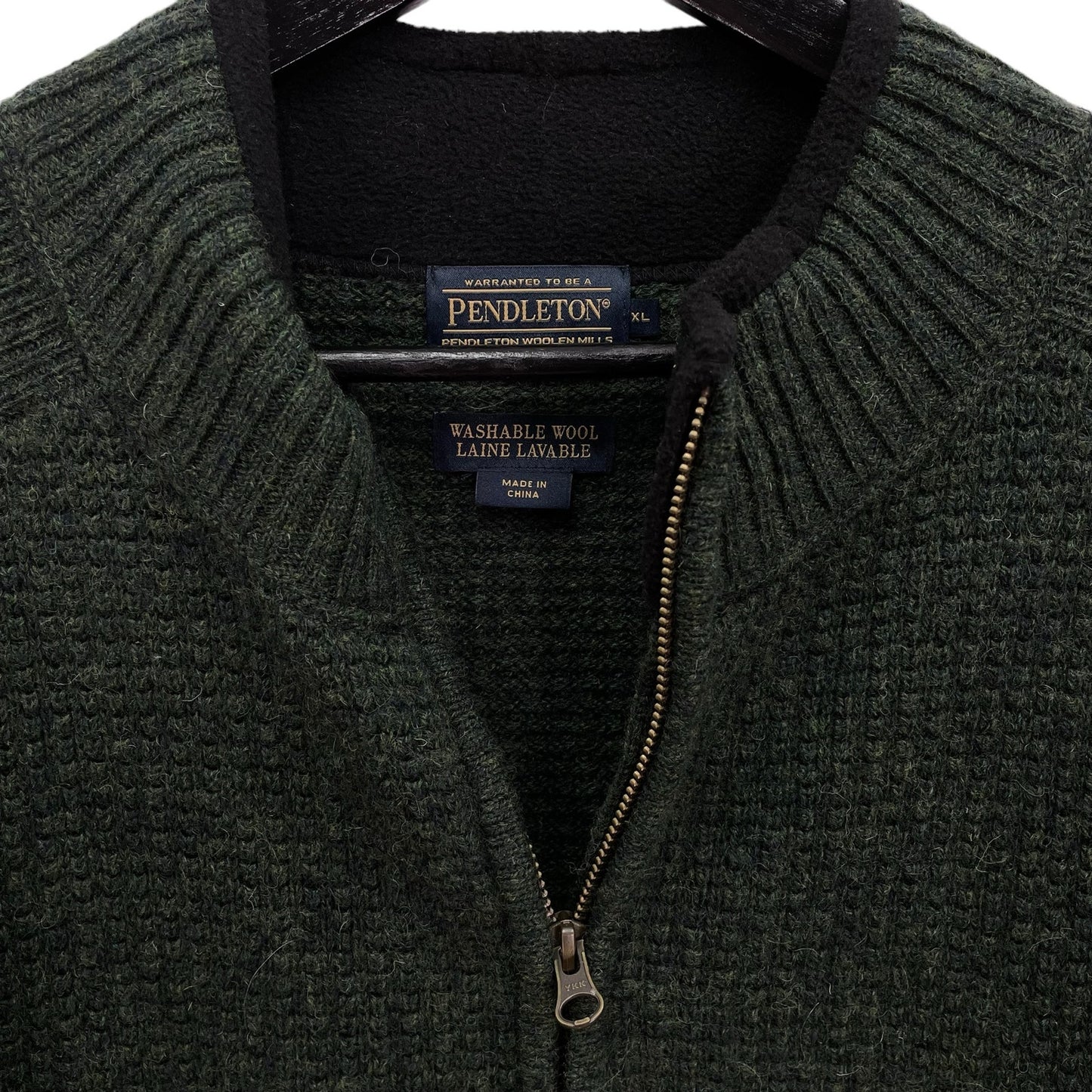 Pendleton Washable Wool Cardigan Zip Sweater Green Mens XL