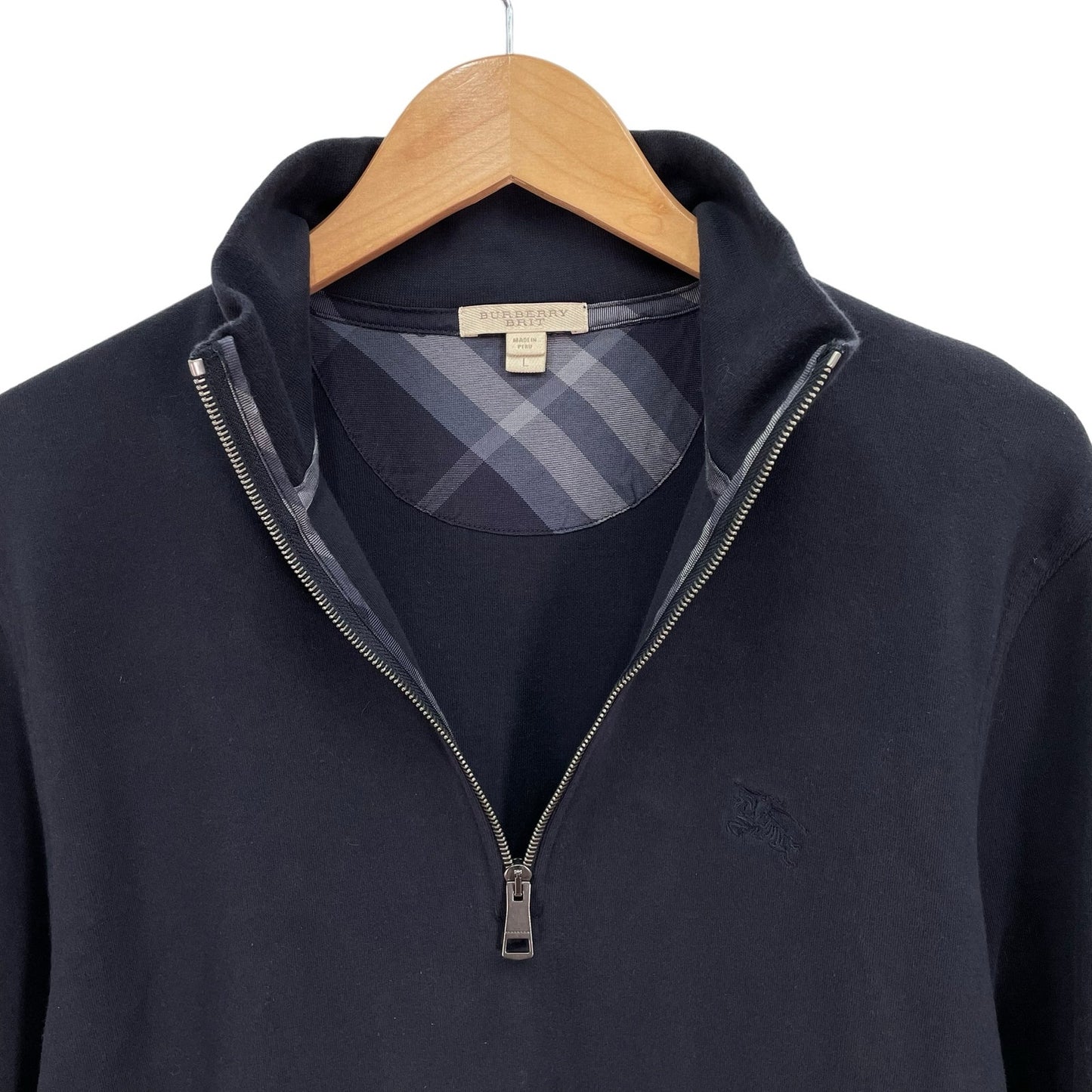 Burberry Brit 1/4 Zip Navy Pullover Mens Large