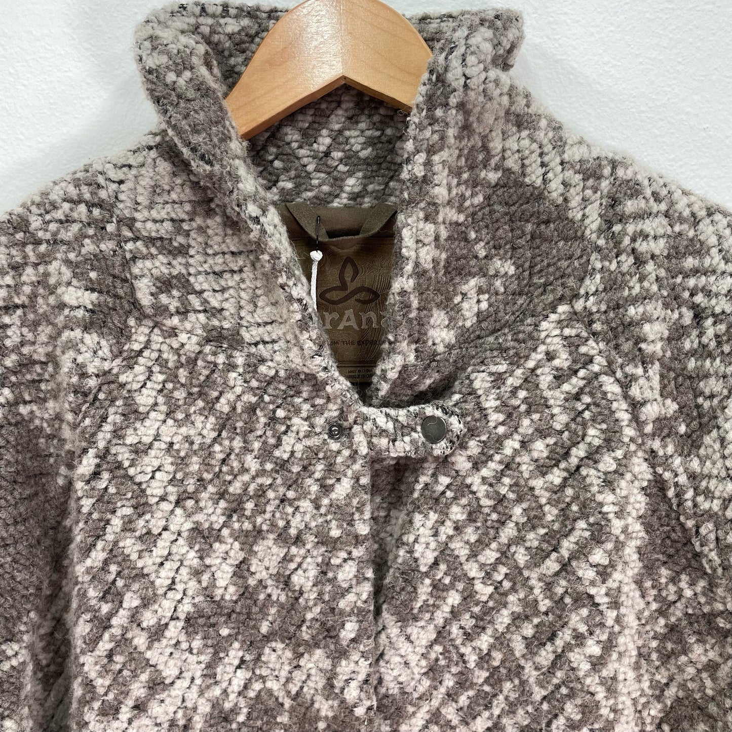 prAna Sakari Oversized Wool Jacket Snap Cream Gray Womens Large