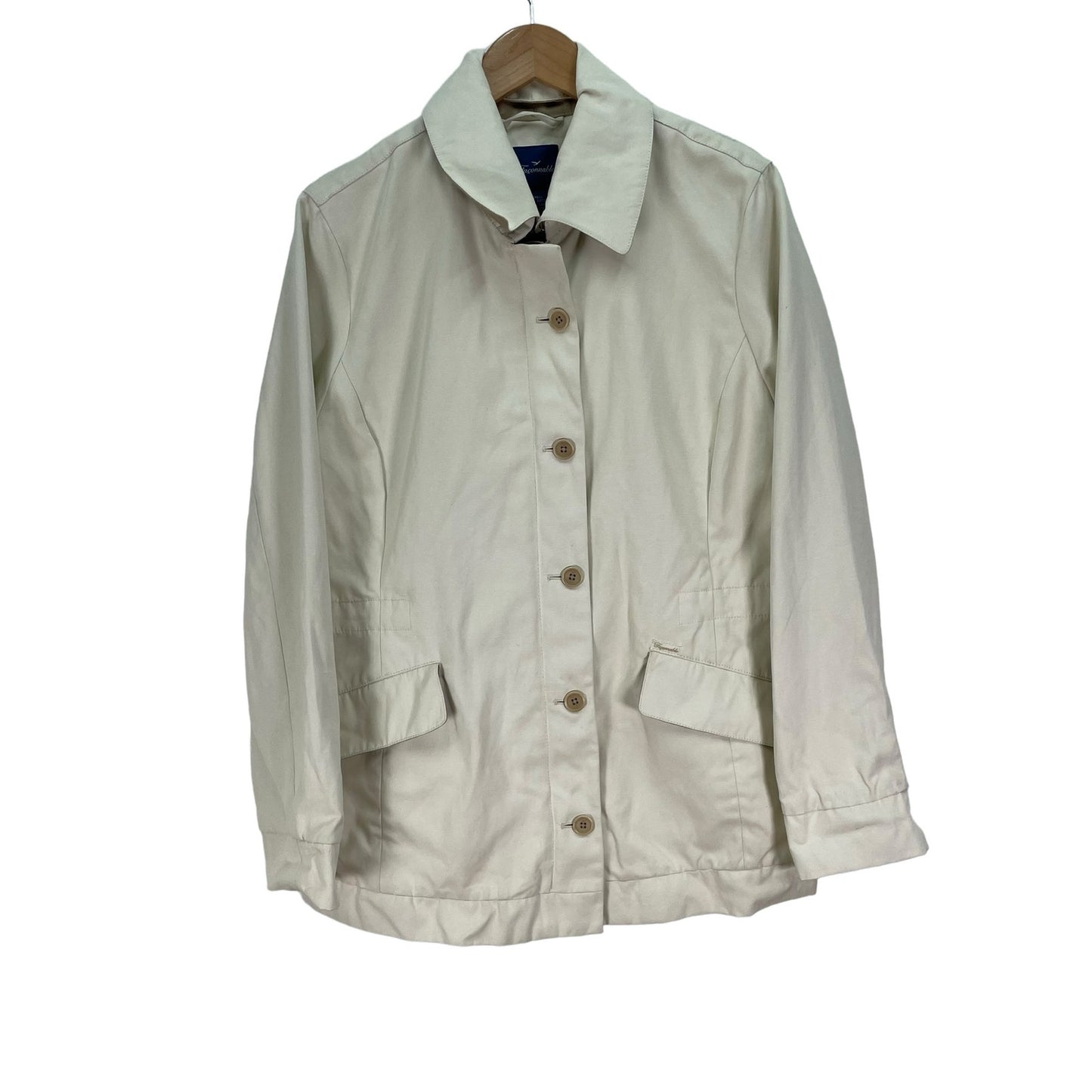 Faconnable Cream Linen Trench Coat Jacket Womens XL