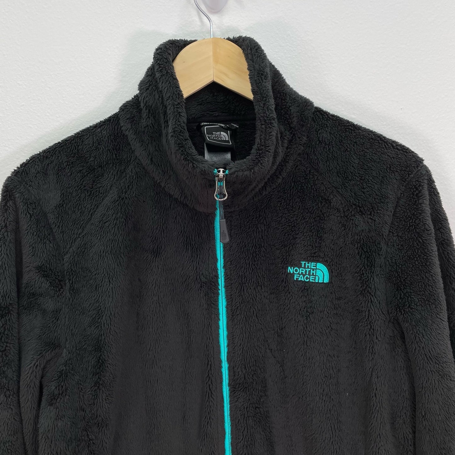 The North Face Fleece Full Zip Jacket Black Teal Womens Large