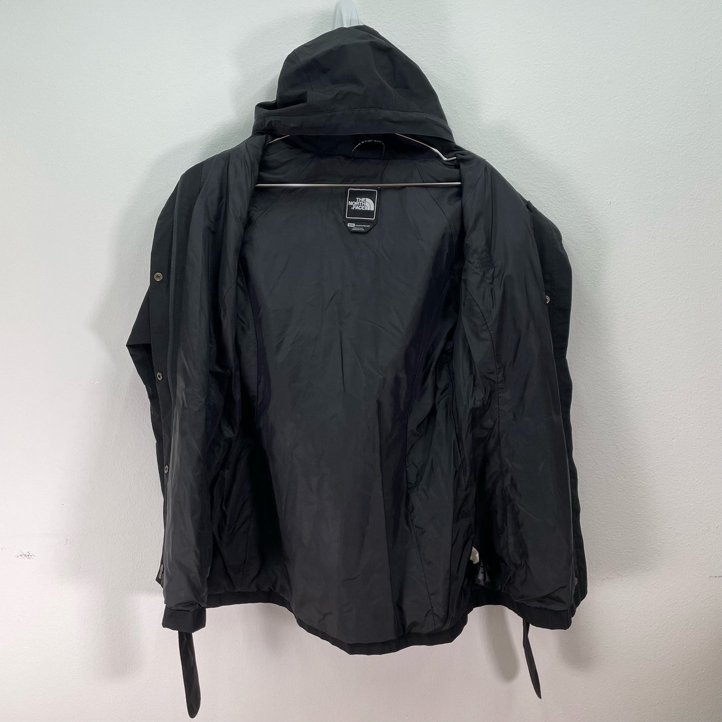 The North Face Belted Hooded Jacket Raincoat Black Womens Medium