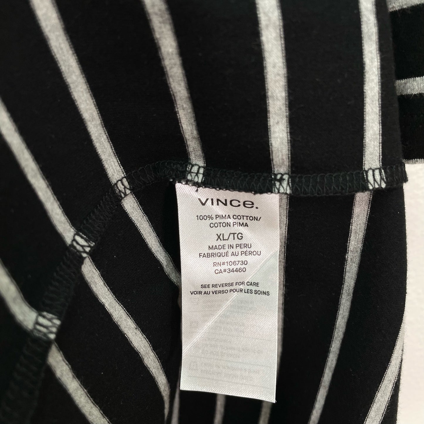 Vince Striped Cotton T-Shirt NWT Black Gray Mens XL