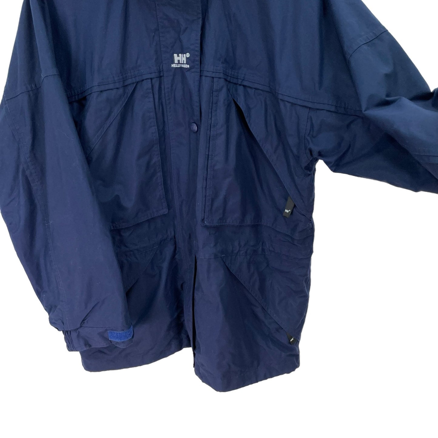 Helly Hansen Blue Hooded Raincoat Jacket Parka Mens Large