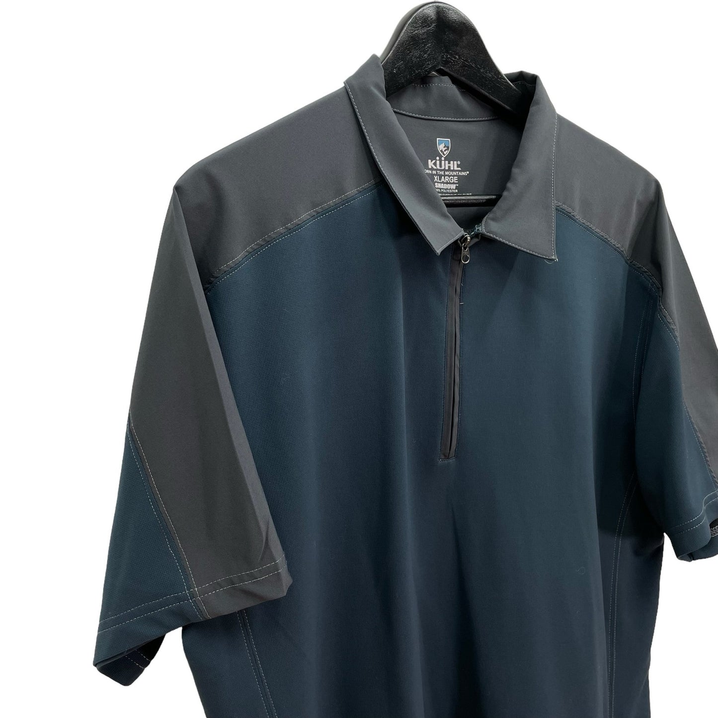 Kuhl 1/4 Zip Collared Polo T-Shirt Gray Blue Mens XL