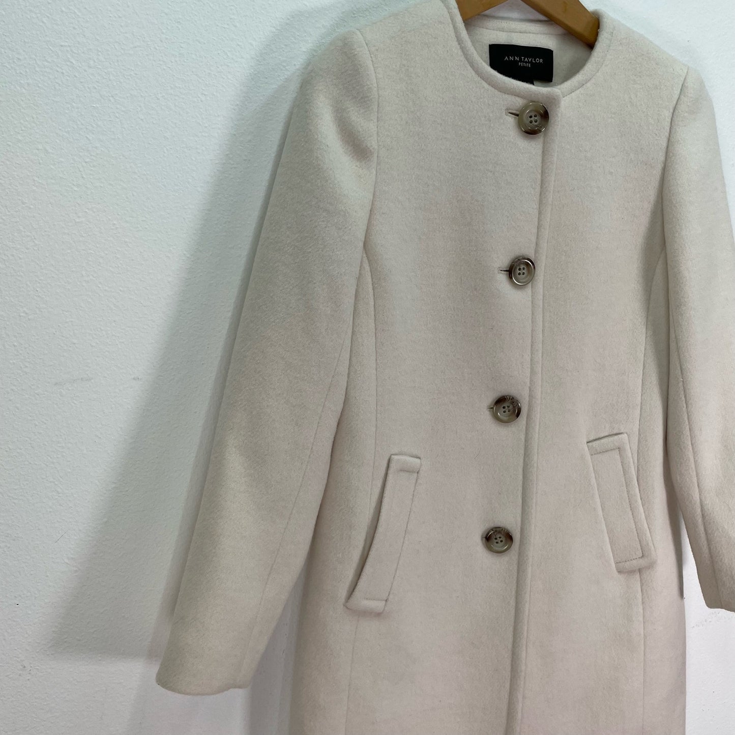 Ann Taylor Wool Peacoat Jacket Cream Ivory NWT Womens XXSP