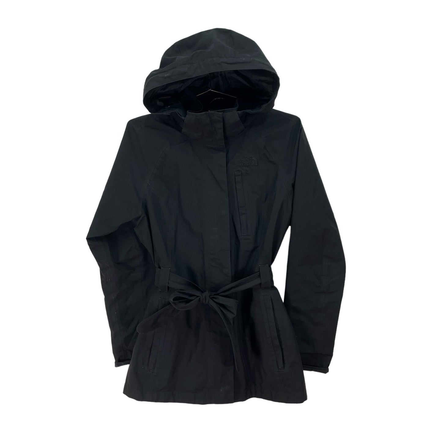 The North Face Belted Hooded Jacket Raincoat Black Womens Medium